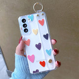 Cute Heart Transparent Samsung Case with Wristband - HoHo Cases Samsung Galaxy S21 / c