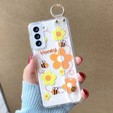 Cute Heart Transparent Samsung Case with Wristband - HoHo Cases Samsung Galaxy S21 / d