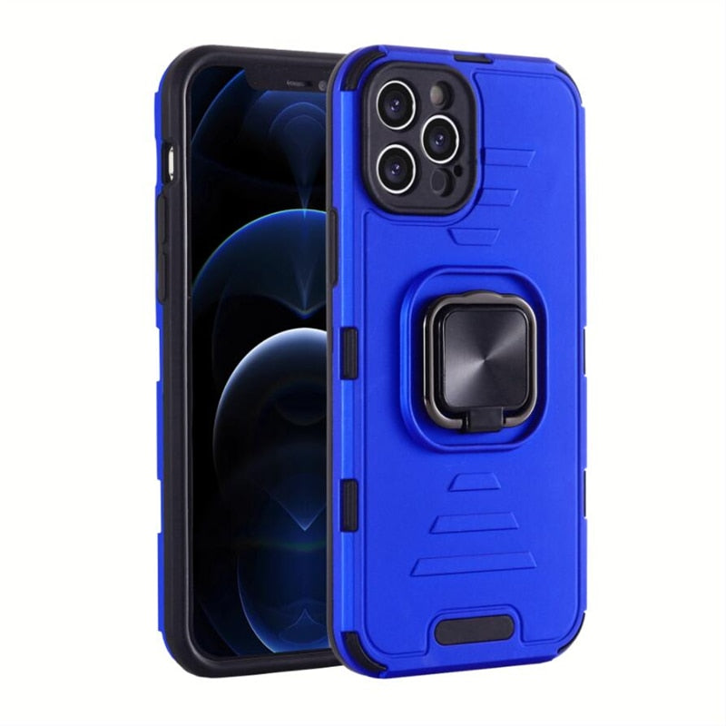 Cool Armor iPhone Case with Ring Holder Stand - HoHo Cases For iPhone 11 / Klein Blue