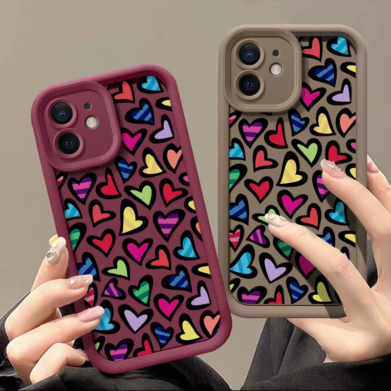 Colored Love Heart iPhone Case