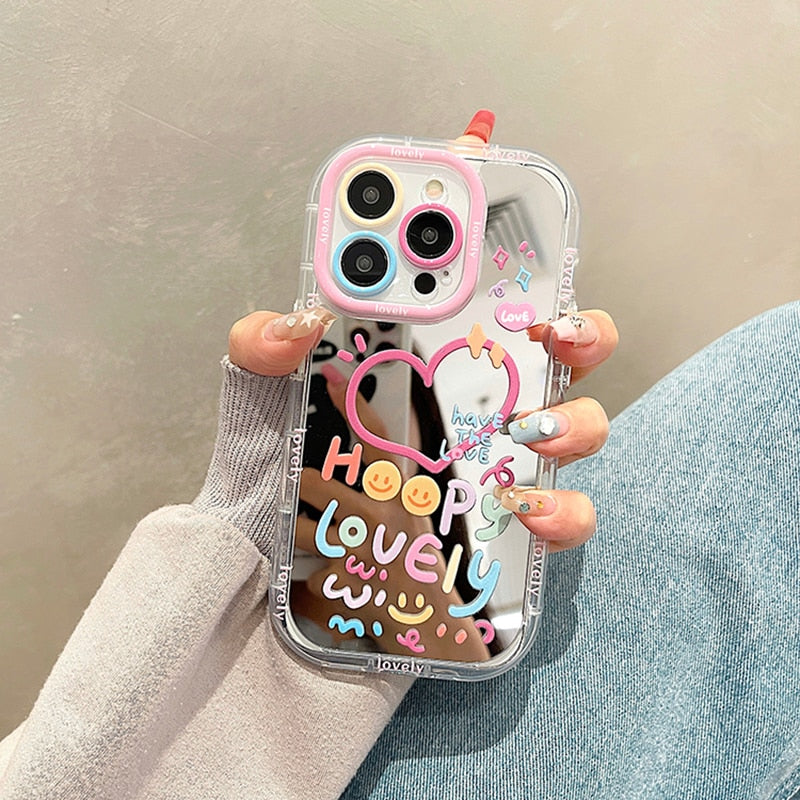 Lovely Heart Mirror Shockproof iPhone Case