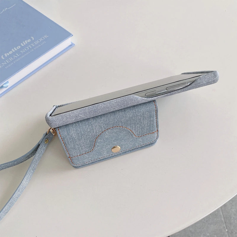 Denim Pattern Lanyard Samsung Case