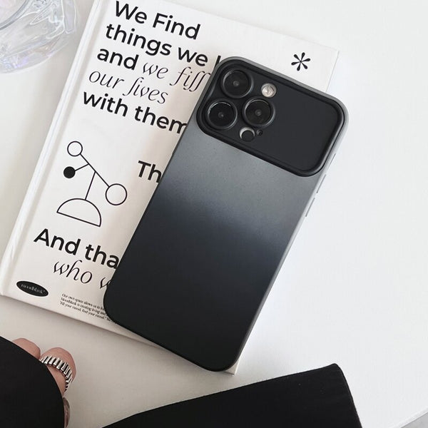 Luxury Big Window Gradient Silicone iPhone Case - HoHo Cases For iPhone 11 / Gray Black