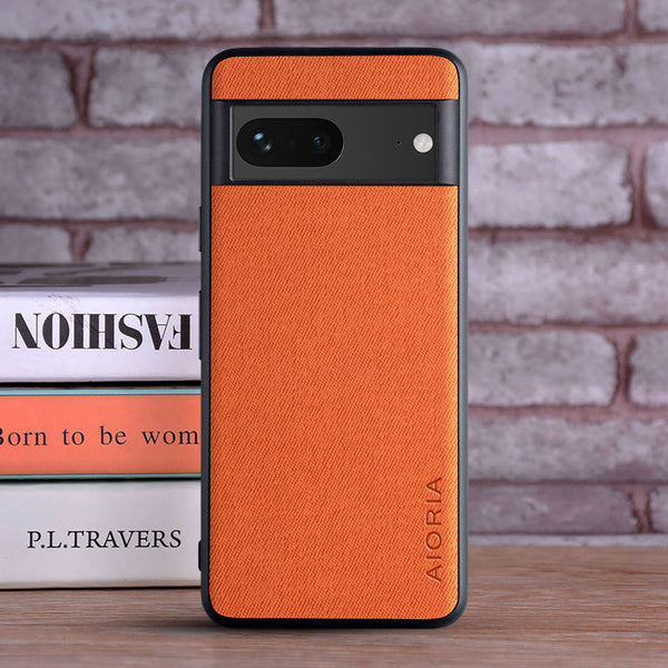 Luxury textile Leather Google Pixel Case - HoHo Cases For Google Pixel 7 Pro / Orange