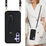 Crossbody Wallet Wristband Samsung Galaxy Case - HoHo Cases For Samsung Galaxy S22 Plus / Black