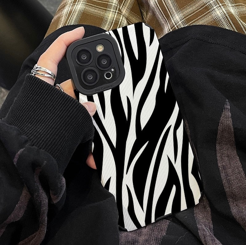 Fashion Twill Striped Zebra Print iPhone Case - HoHo Cases