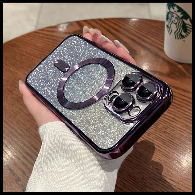 Plating Gradient Glitter for iPhone 16 Cases