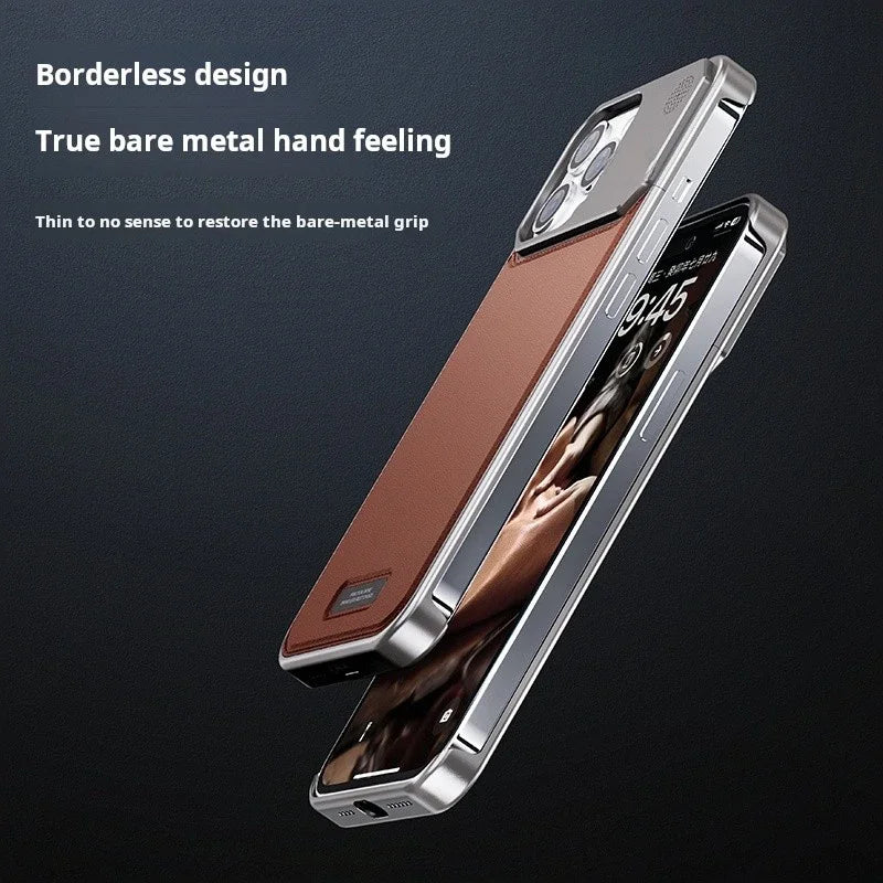 Luxury Leather Metal iPhone Case