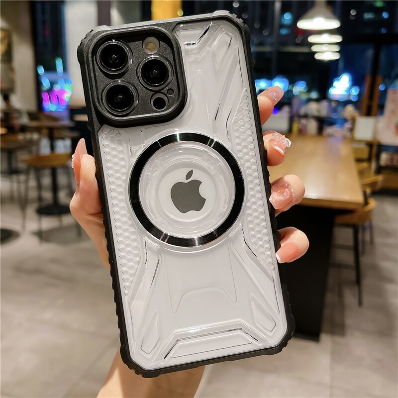 Luxury Shockproof Transparent MagSafe iPhone Case - HoHo Cases For iPhone 11 / Black