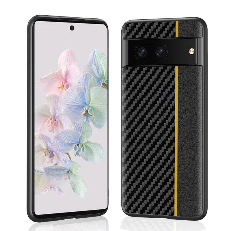 Carbon Fiber Texture PU Leather Google Pixel Case - HoHo Cases For Google Pixel 6 / Yellow