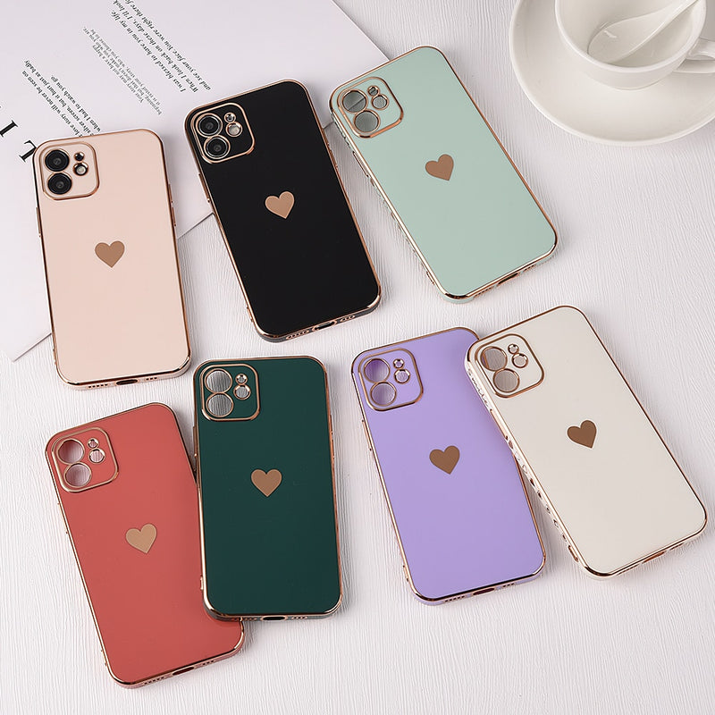 Heart Plating Square iPhone Case - HoHo Cases