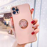 Gold Plated iPhone Case with Ring Holder - HoHo Cases For iPhone 12 Mini / Pink