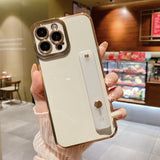 Luxury Plating Wrist Strap iPhone Case - HoHo Cases For iPhone 13 / White