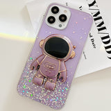 Glitter 3D Astronaut iPhone Case - HoHo Cases For iPhone 14 Plus / Purple