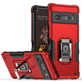Shockproof Armor Google Pixel Case with Metal Ring Stand - HoHo Cases For Google Pixel 6 / Red