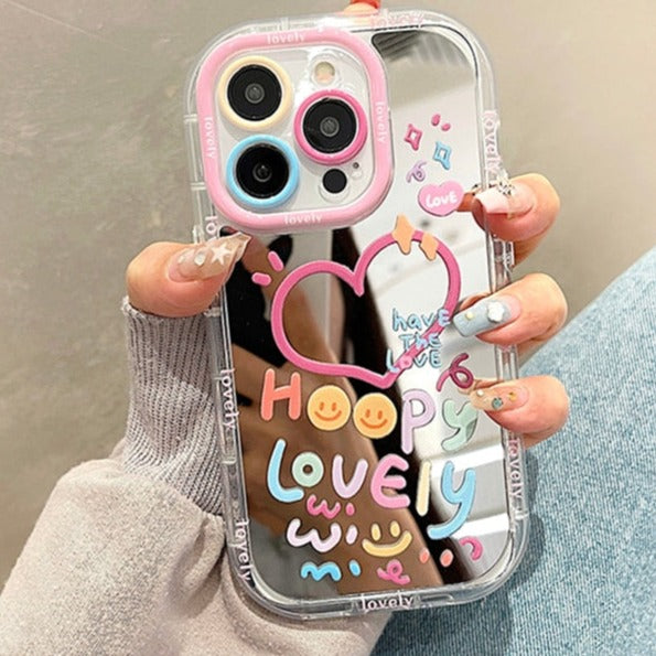 Lovely Heart Mirror Shockproof iPhone Case