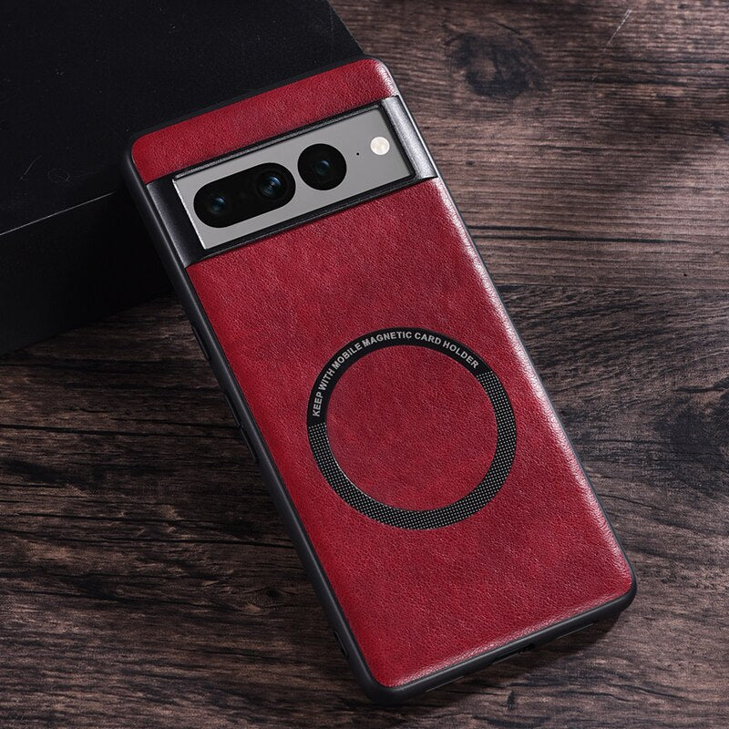 Leather Magnetic Charge Google Pixel Case - HoHo Cases Google Pixel 7 / Red